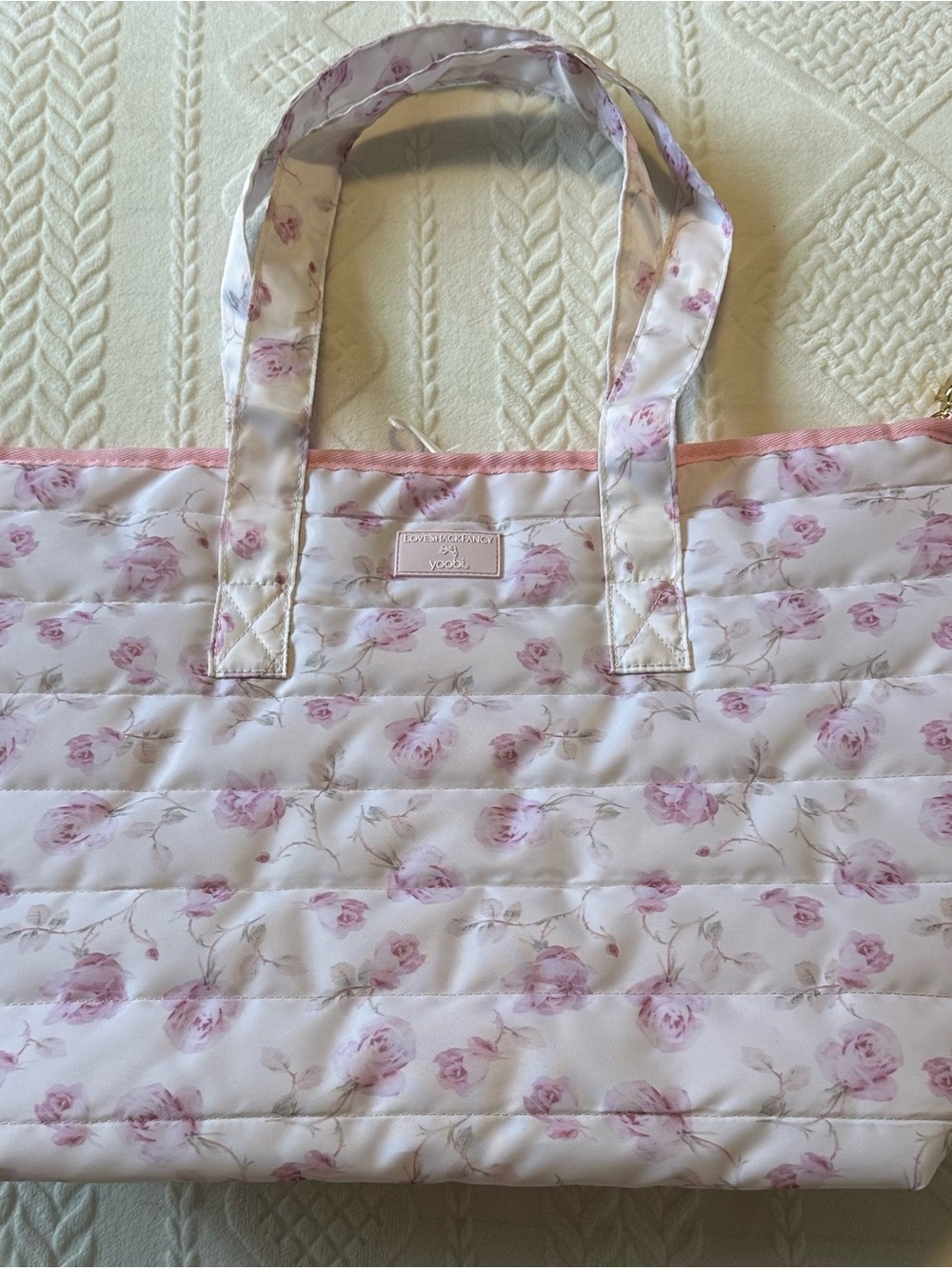 LoveShackFancy x Target Pink Floral Quilted Tote Bag